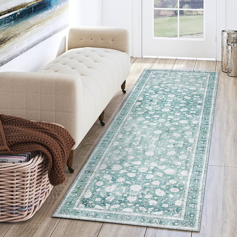 Addison Kensington Teal Persian Non-skid Accent Rug