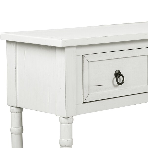 Nestfair Rectangular Console Table with Drawers and Shelf