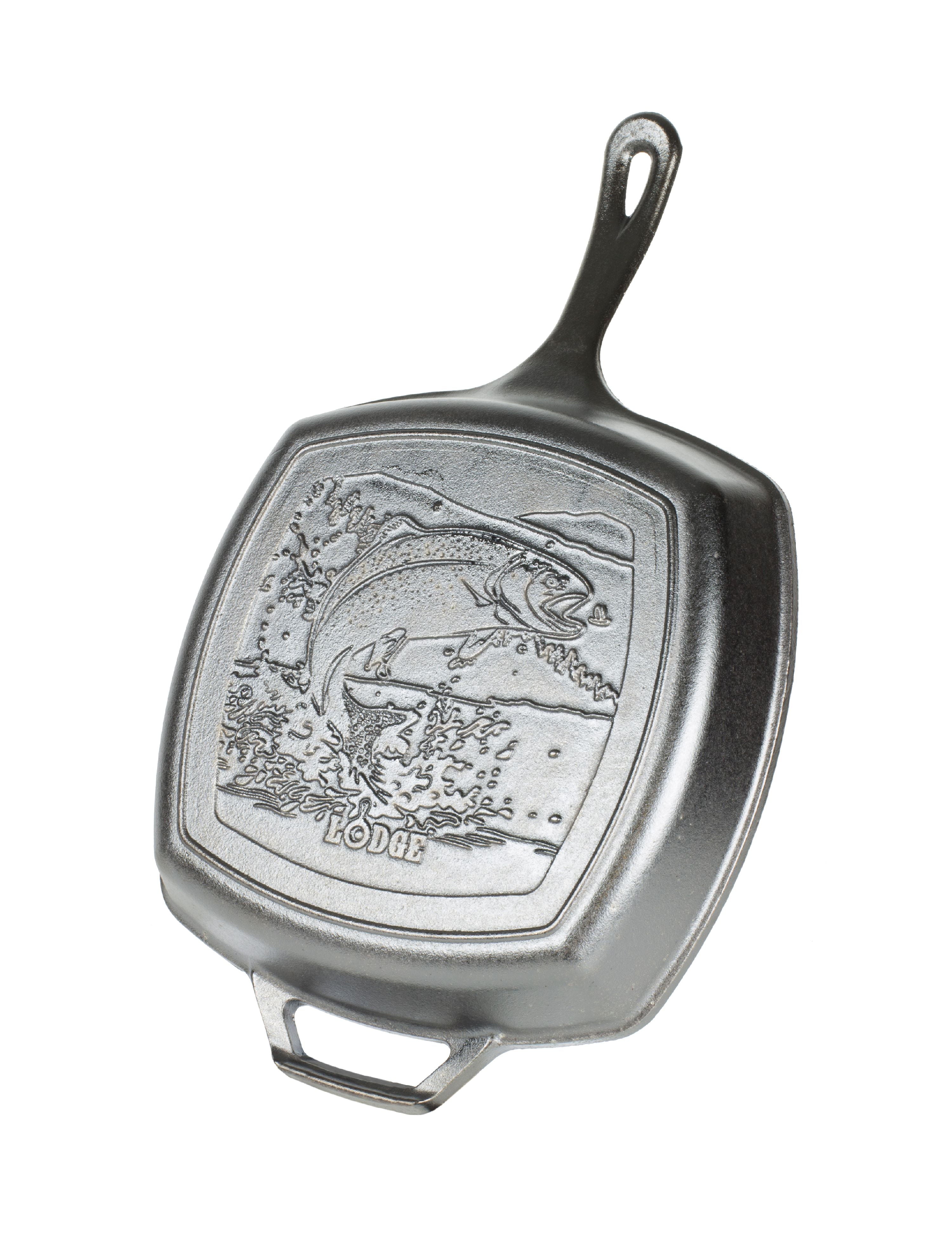 Lodge Cast Iron Wildlife Series 10.5" Grill Pan Fish Scene, L8SGPWLFI