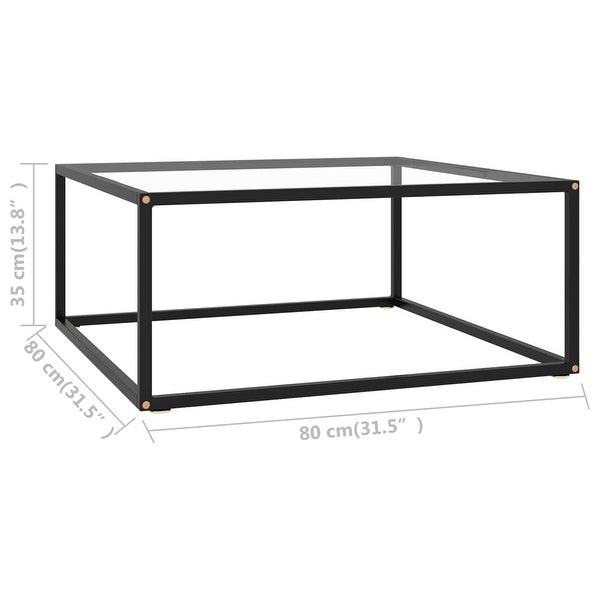 vidaXL Coffee Table Black with Tempered Glass 31.5