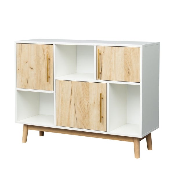 Wood Storage Cabinet Modern buffet Sideboard with Door Storage and Open Storage Shelf