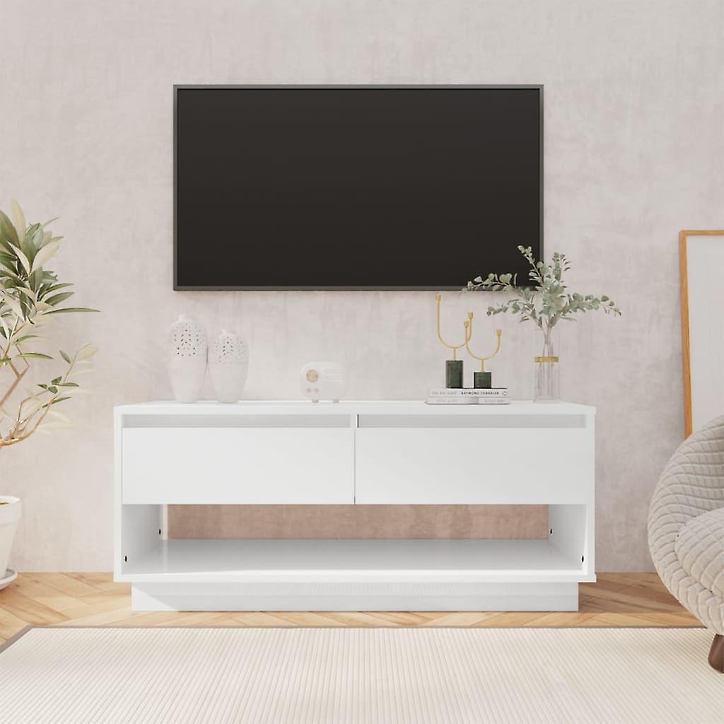 Tv Cabinet High Gloss White 102x41x44 Cm Engineered Wood