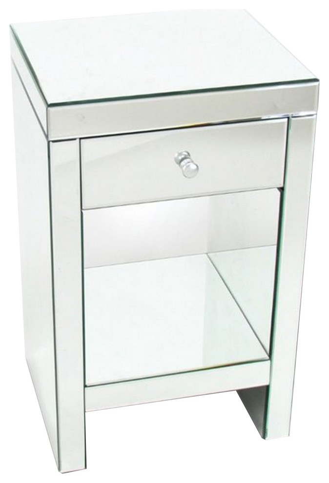 26 Inch Beveled Mirror Chest With 1 Drawer  Silver   Contemporary   Accent Chests And Cabinets   by VirVentures  Houzz