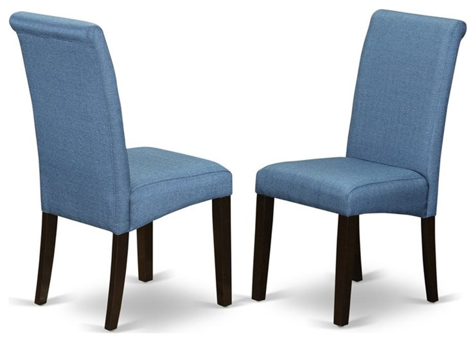 Atlin Designs 42 quotWood Dining Chairs in Cappuccino/Blue (Set of 2)   Transitional   Dining Chairs   by Homesquare  Houzz