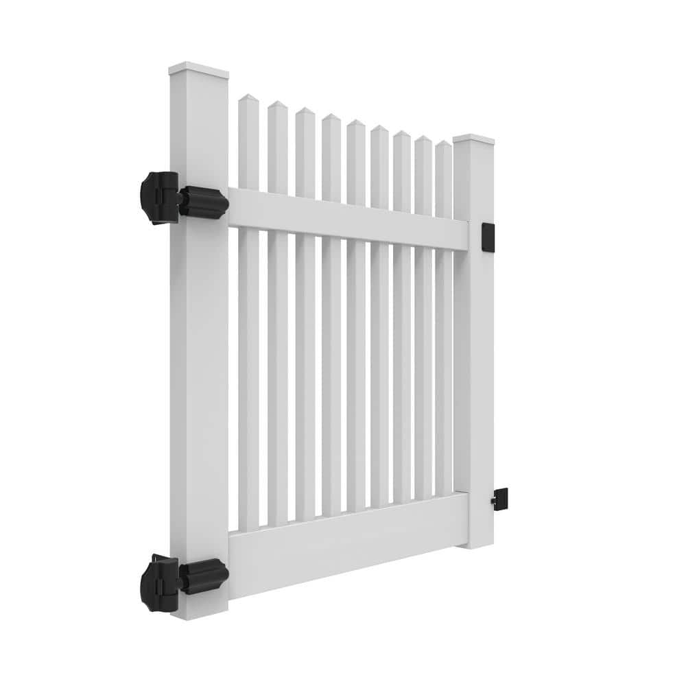 Barrette Outdoor Living Yukon Straight 4 ft. W x 4 ft. H White Vinyl Un-Assembled Fence Gate 73014743