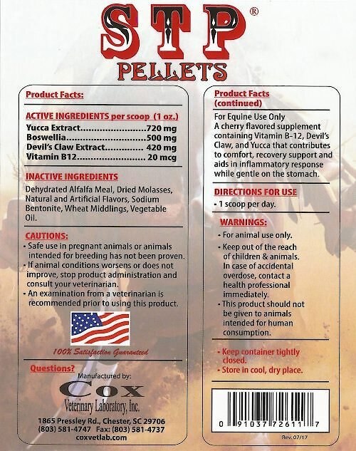 Cox Vet Lab STP Pellets Horse Supplement， 5-lb bucket