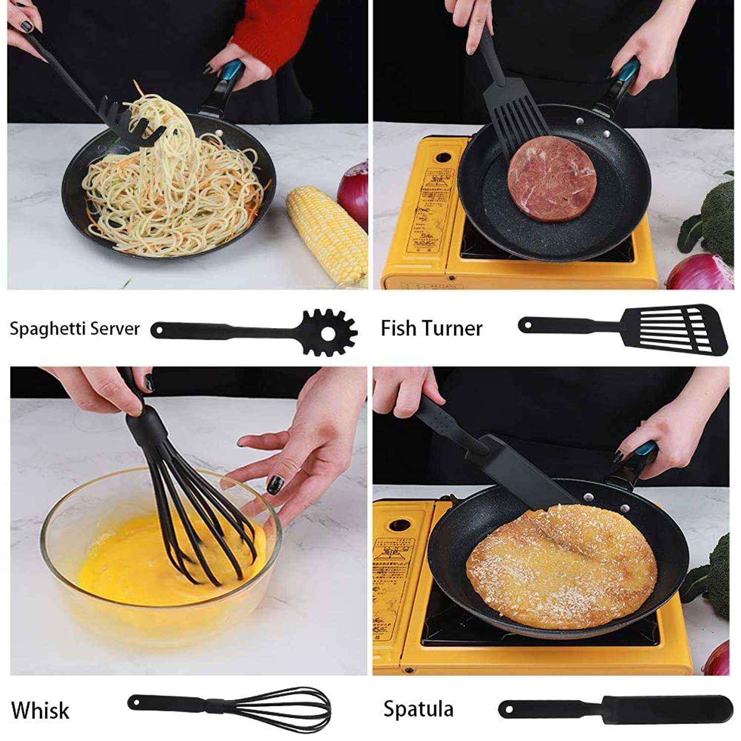 Kitchen Utensil Set Of 11 Pcs， Nylon Utensil Set， Non-Stick Cooking Utensils Set 410