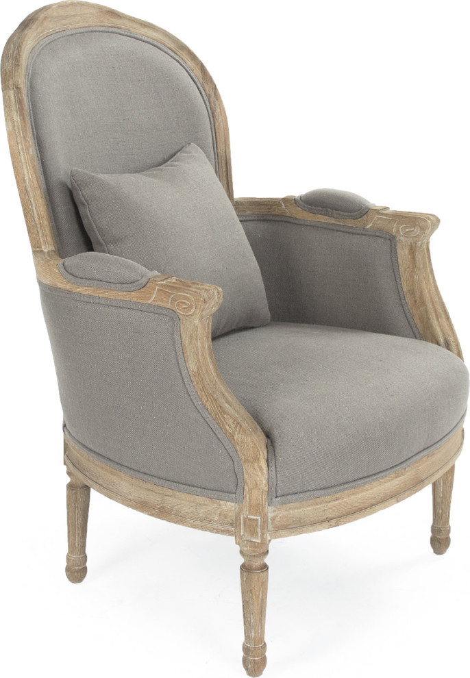 Pascal Club Chair  Gray Linen   French Country   Armchairs And Accent Chairs   by HedgeApple  Houzz