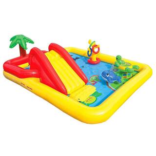 Intex 100 in. x 77 in. Inflatable Ocean Play Center and 8.5 in. x 5.75 in. Pool for 2-3 Kids 57454EP + 56483EP