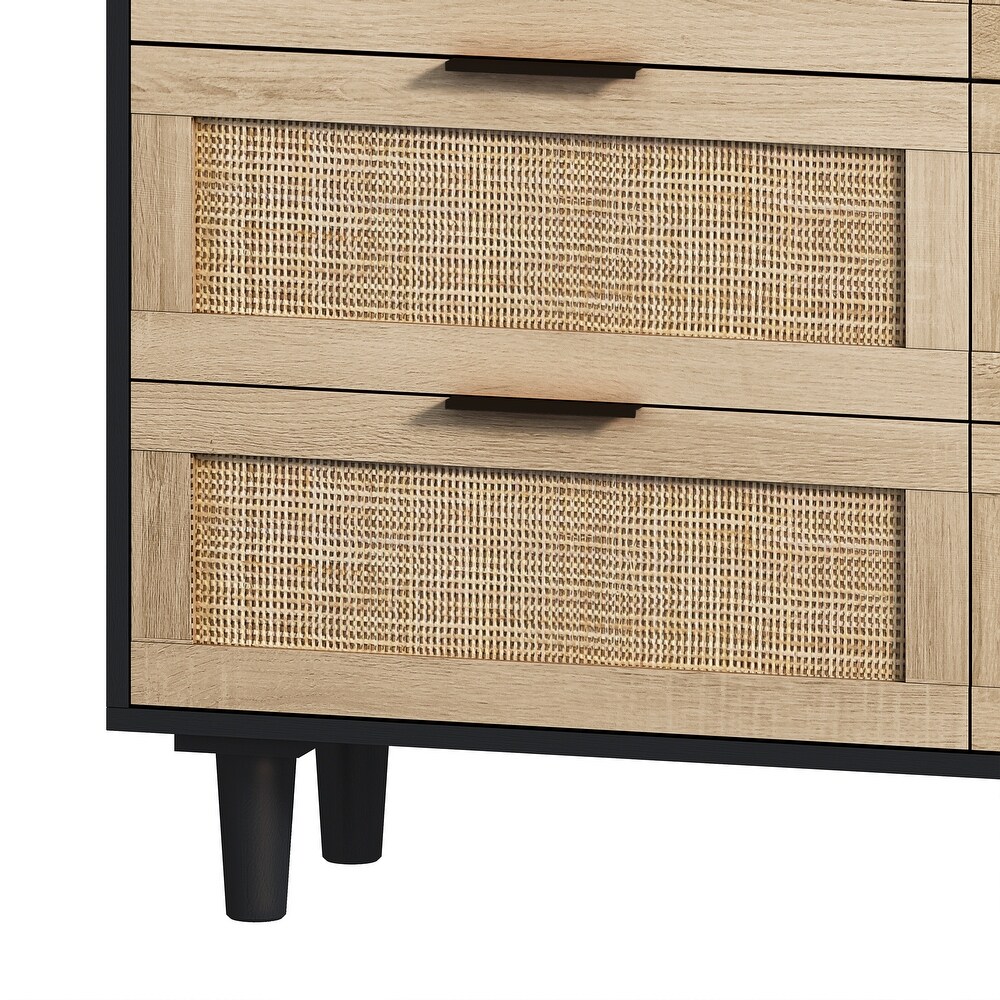 Modern 6 Drawers Rattan Storage Cabinet Rattan Drawer