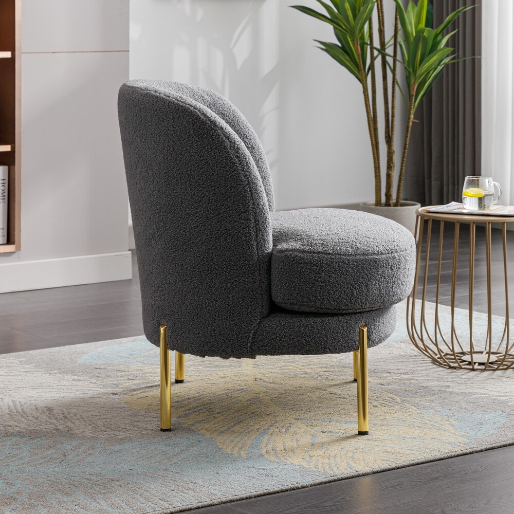 Boucle Upholstered Accent Chair With Gold Legs