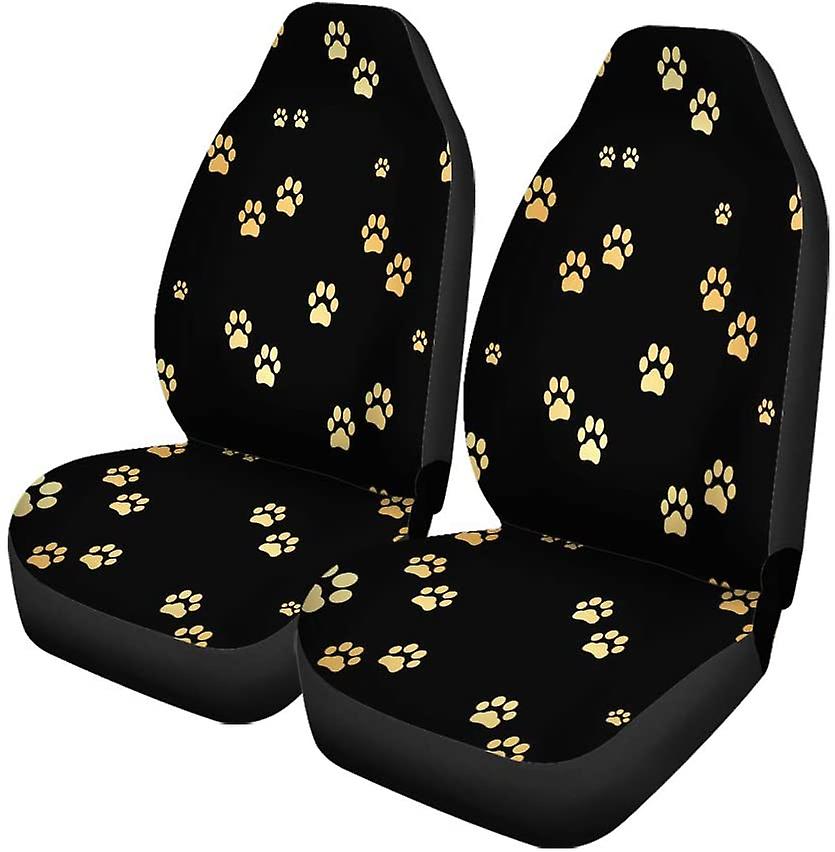 Set Of 2 Car Seat Covers Dog Paw Print Universal Auto Front Seats Protector Fits For Car，suv Sedan，truck D---43763