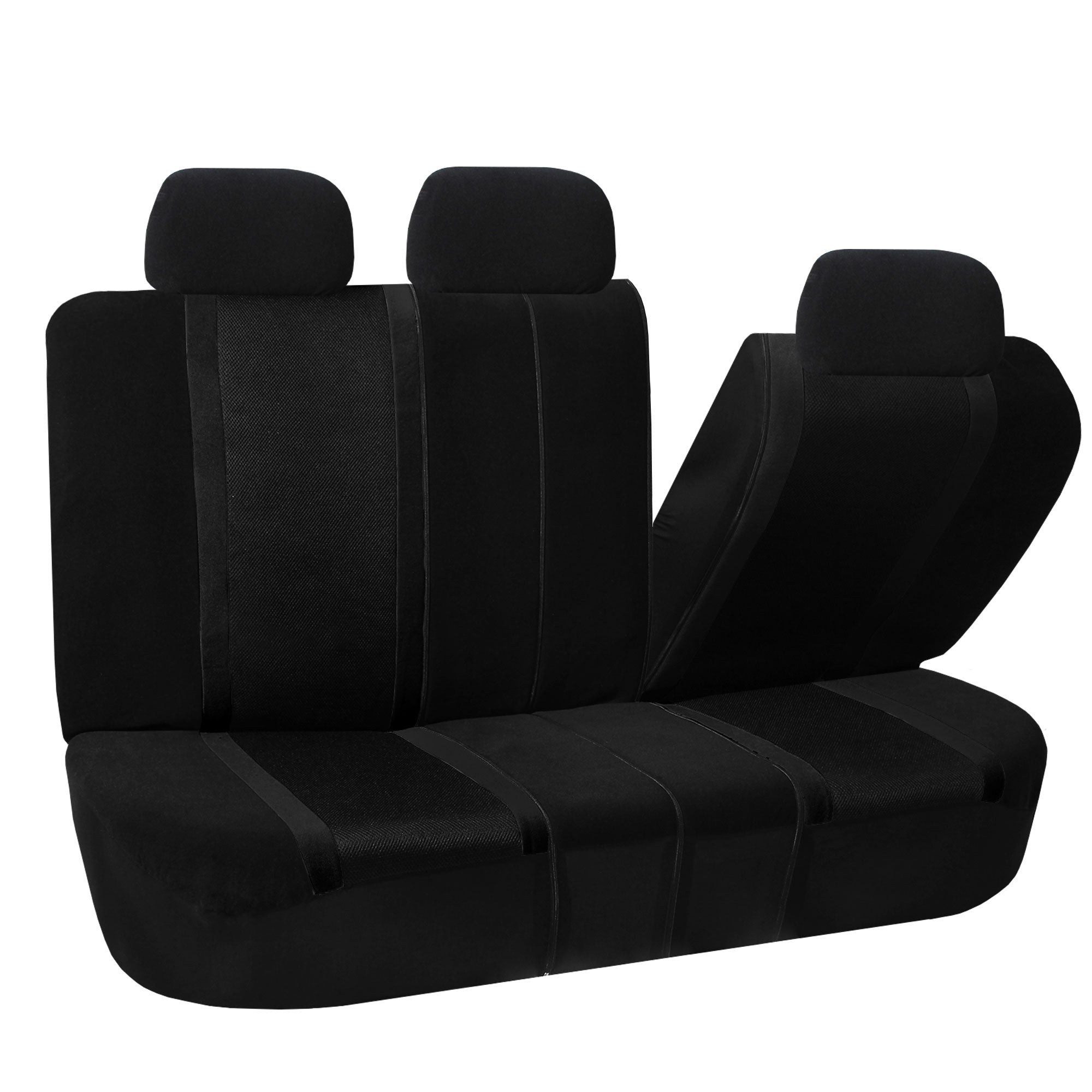 FH Group Black Airbag Compatible and Split Bench Sports 8 Seaters Car Van Seat Cover， Full Set