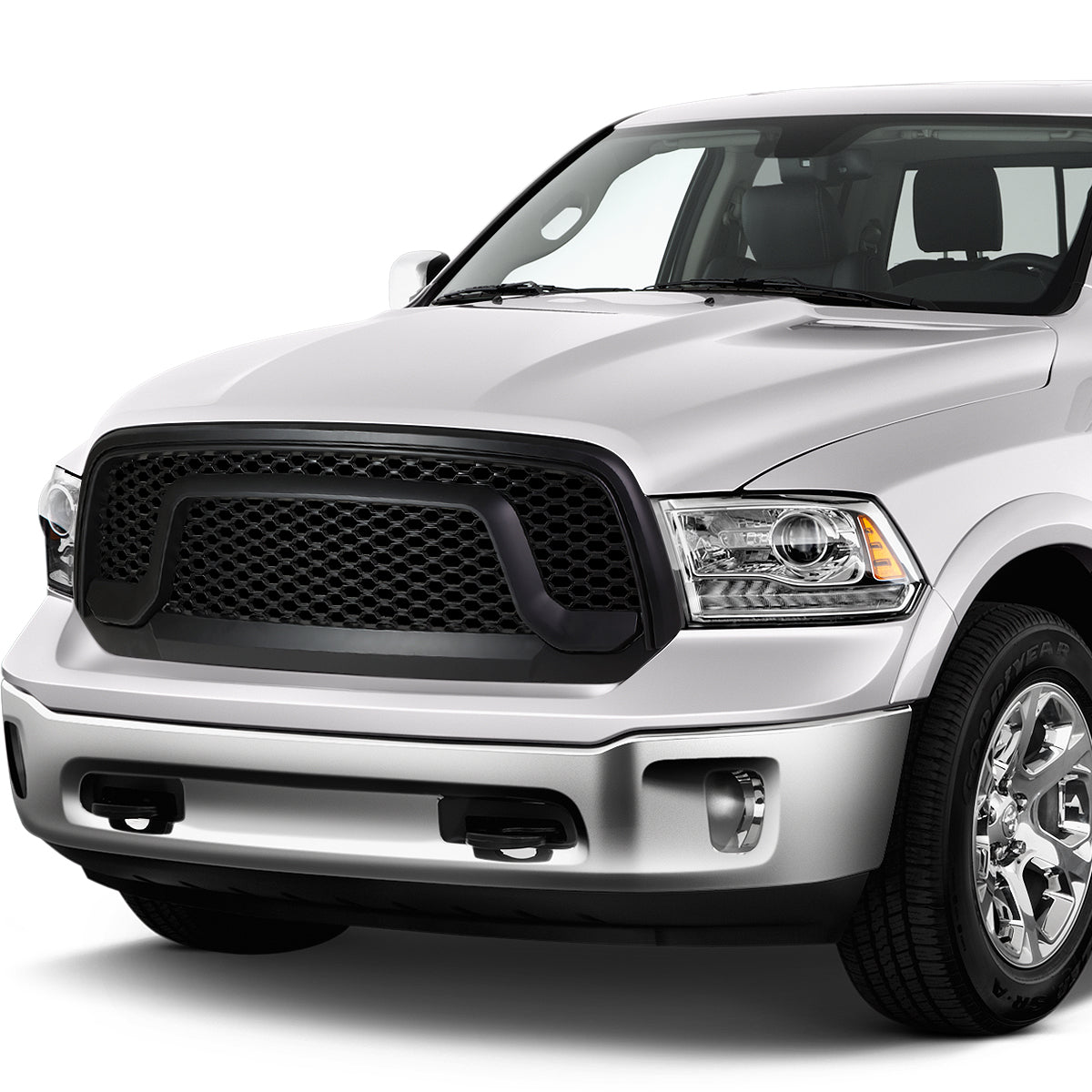 DNA Motoring GRILLE-FR-DR13-BK For 2013 to 2017 Ram 1500 ABS Plastic OE-Style Rebel Front Grille (Black) - DS DJ D2 14 15 16