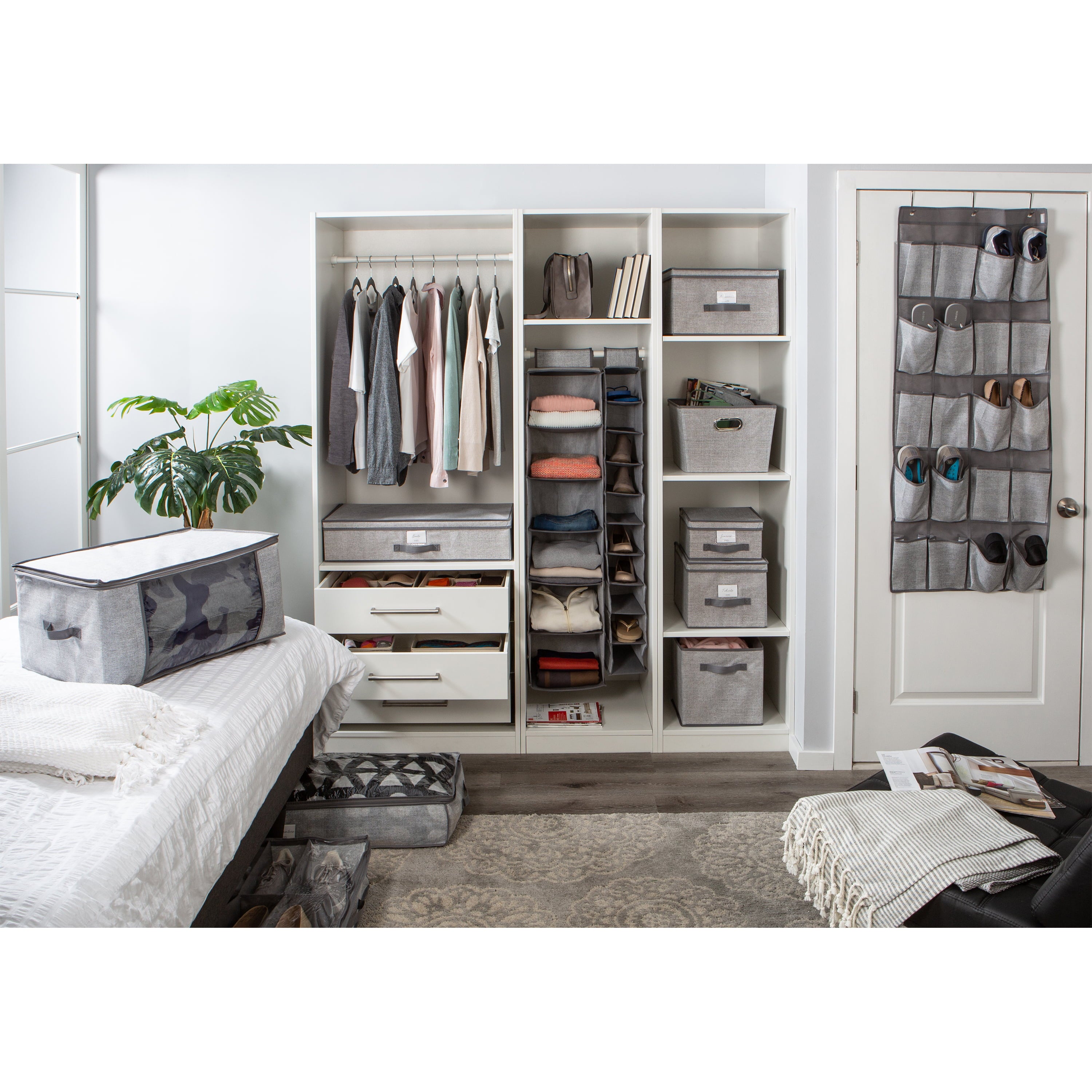 Simplify Under the Bed Storage Box Closet Organizer in Heather Grey