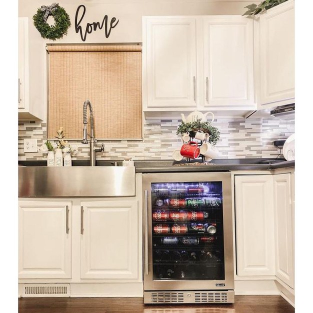 Built in Premium 224 Can Beverage Fridge Seamless Stainless Steel Door Compact Drinks Cooler Bar Refrigerator