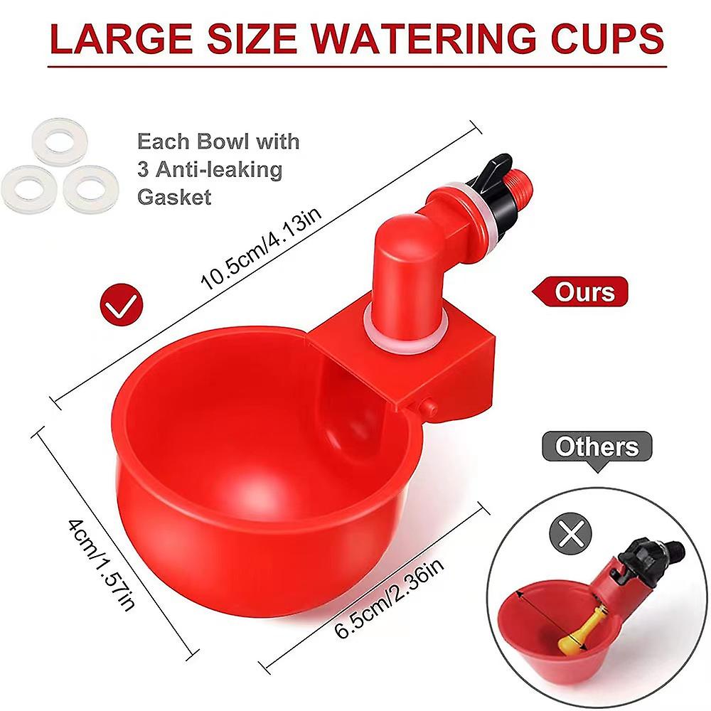 Miman 6pcs Automatic Poultry Drinking Bowl For Chicken Duck Plastic Chicken Drinking Cup Poultry Water Dispenser Red