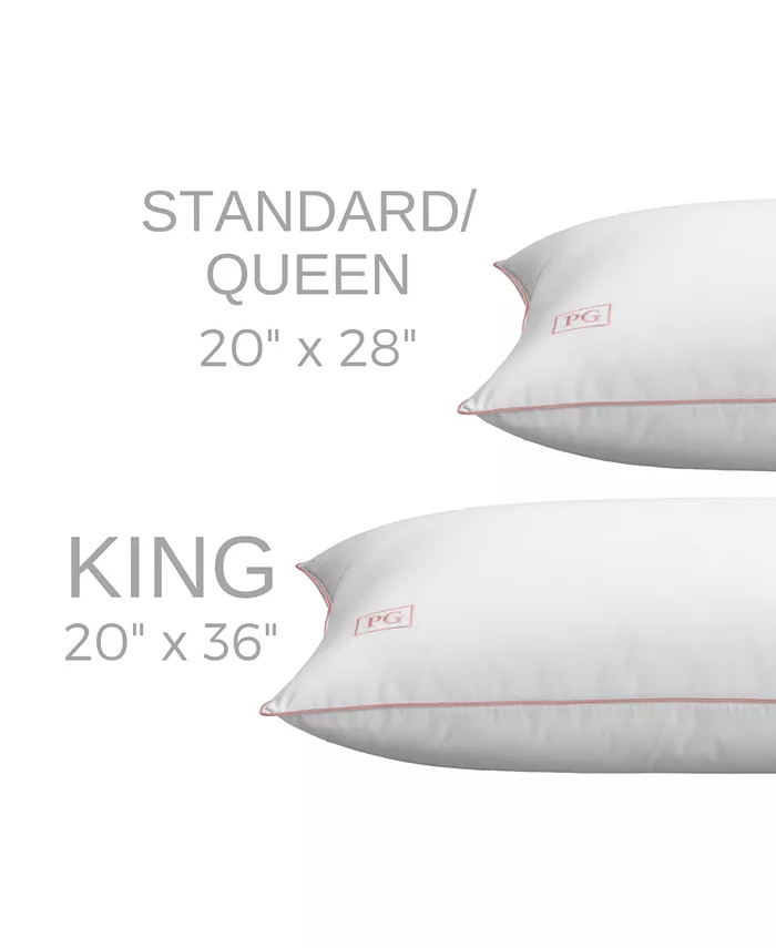 Pillow Gal White Goose Down Firm Density Side Back Sleeper Pillow with 100% Certified RDS Down， and Removable Pillow Protector， Standard Queen， White