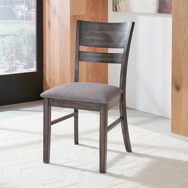 Anglewood Dark Umber Slat Back Upholstered Side Chair (Set of 2)