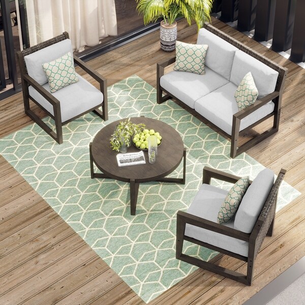 Corvus Augusta 4piece Patio Conversation Set with Sunbrella Pillows