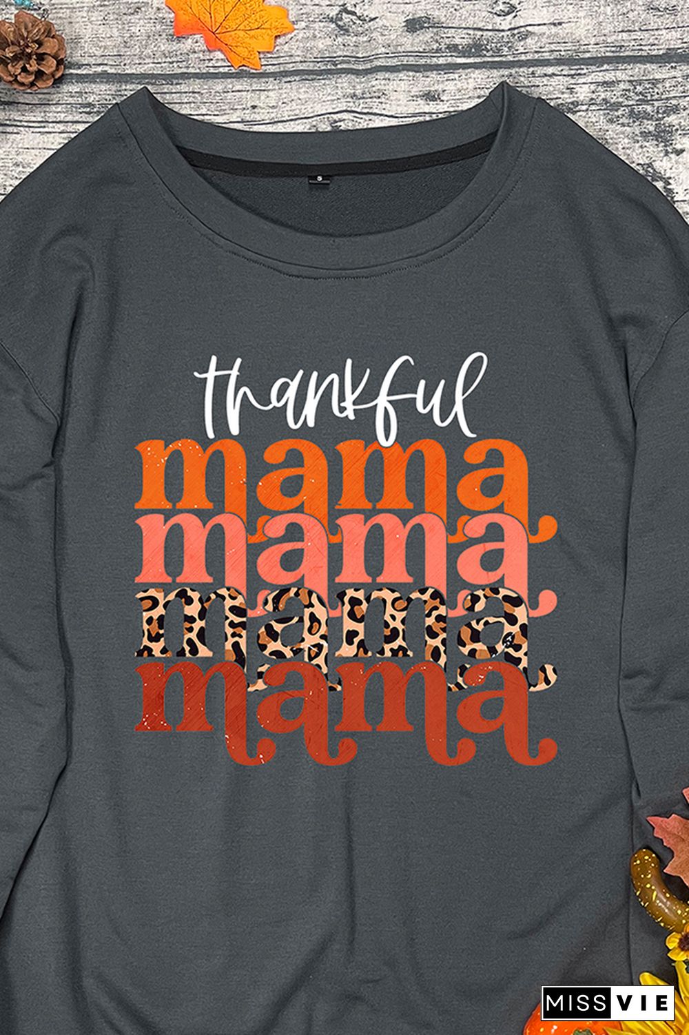 Thankful Mama Stacked Print O-neck Long Sleeve Sweatshirts Women Wholesale