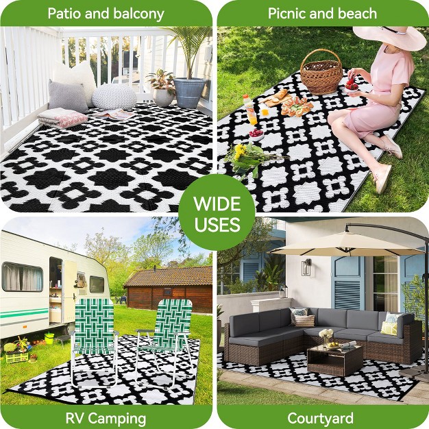 Trinity Outdoor Rug For Patio Clearance waterproof Mat reversible Plastic Camping Rugs rv porch deck camper balcony backyard black amp Gray