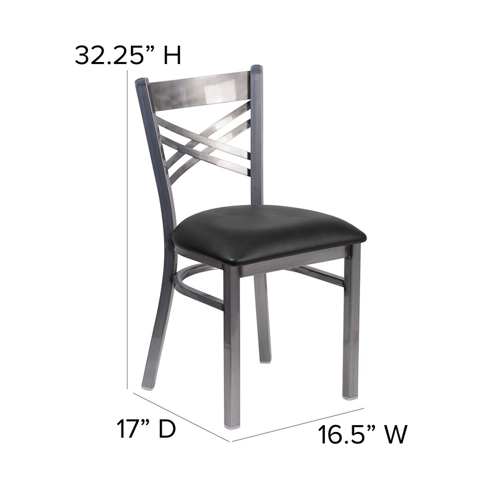 Steel X back Restaurant Chair   16.5\