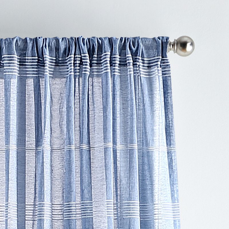 Martha Stewart Delicate Stripe Poletop Top 2 Window Curtain Panels