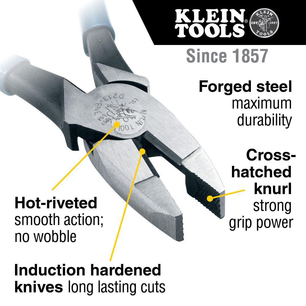 Klein Tools 8-11/16 In. High Leverage Side Cutting Pliers D2138NE from Klein Tools