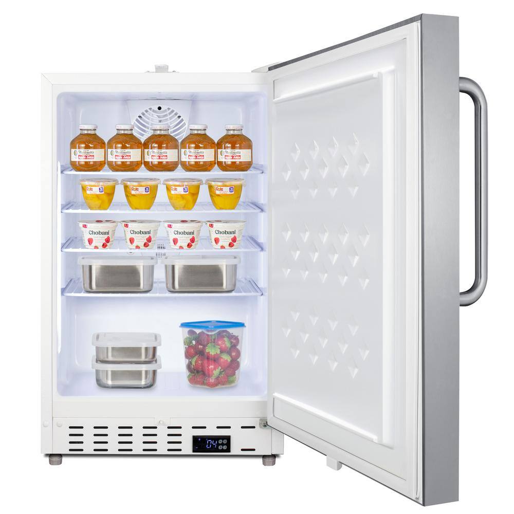 Summit Appliance 20 in. W 3.32 cu. ft. Commercial Mini Refrigerator without Freezer in Stainless Steel SCR504SSTBADA