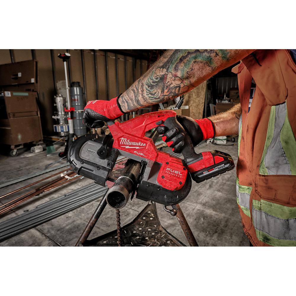 MW M18 FUEL 18-Volt Lithium-Ion Brushless Cordless Compact Bandsaw with M18 FUEL Compact 38 in. Impact Wrench 2829-20-2854-20