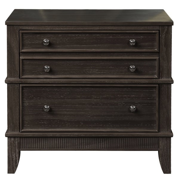 3 Drawer Nightstand， Coffee