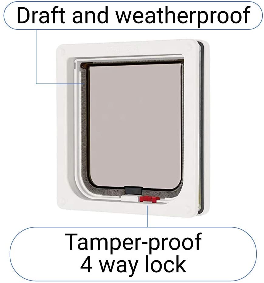 Cat Mate Lockable Cat Flap with Transparent Flap and Magnetic Catch-White