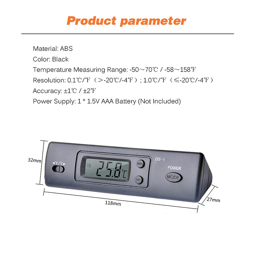 Mini Thermometer Electronic Digital Car Thermometer Indoor Outdoor Multi-function Thermometer Time Temperature Display With Probe No.283422