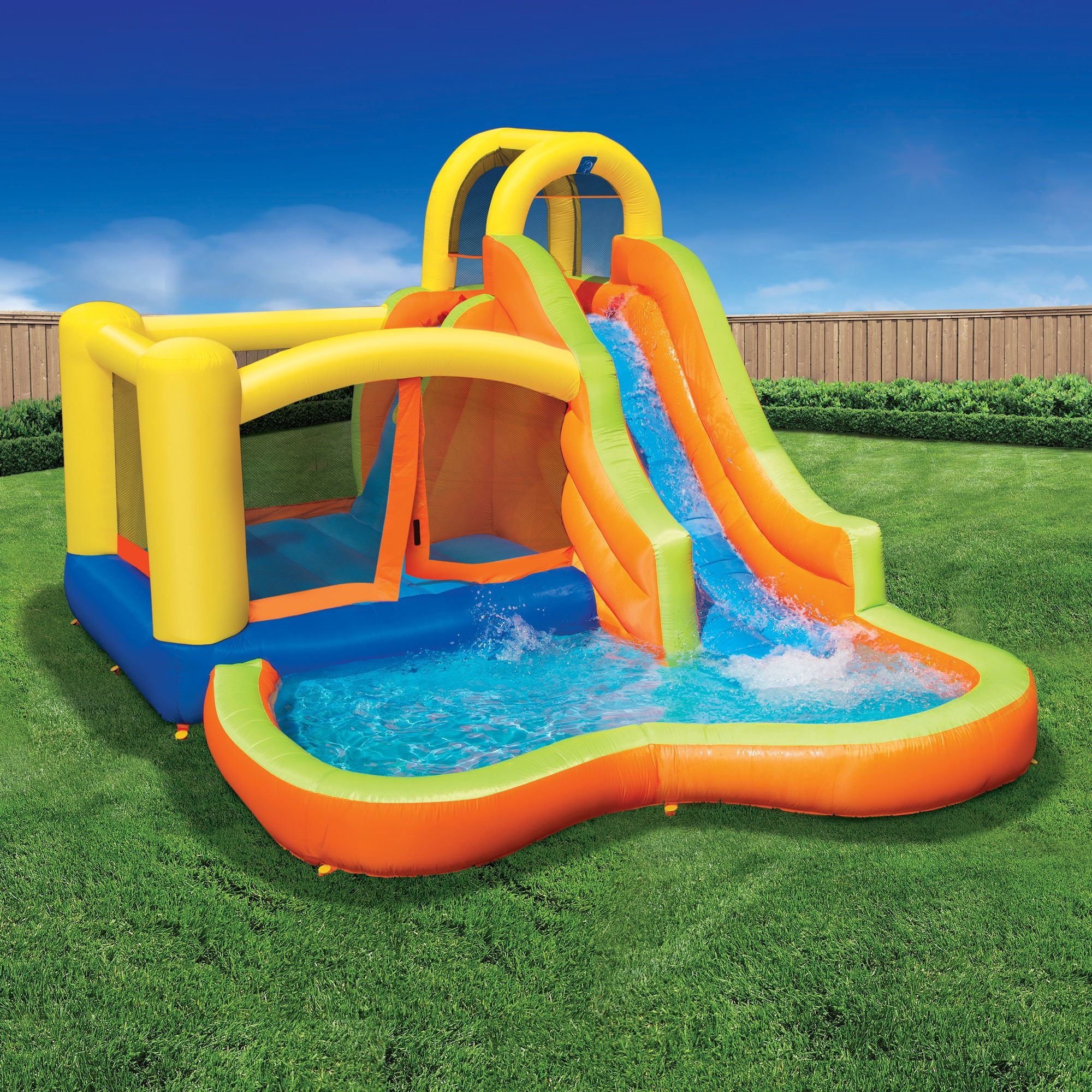 Banzai Sun 'N Splash Fun Kids Inflatable Bounce House & Water Slide Park