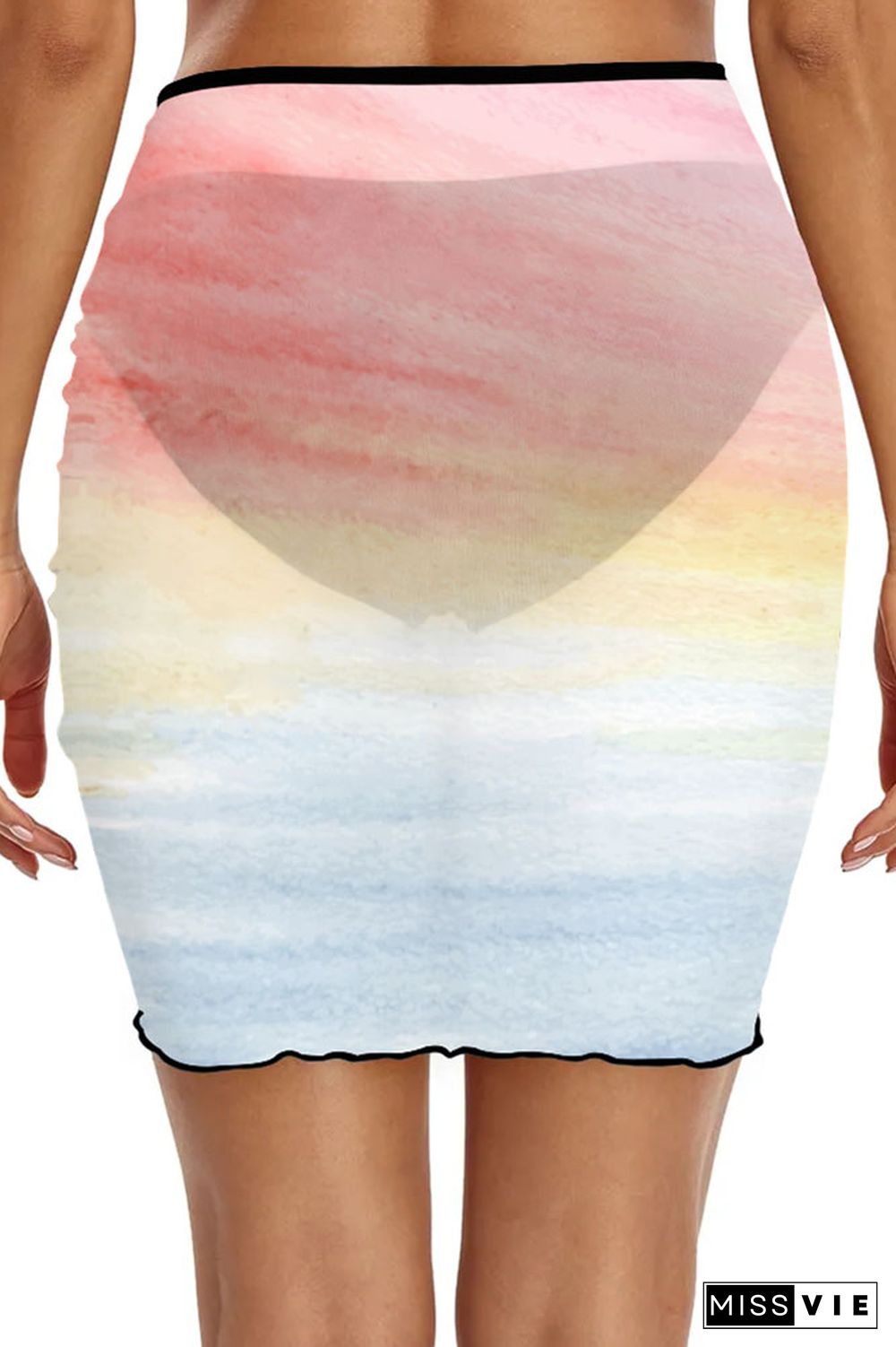 Gradient Tie Dye Ruched Beach Skirt