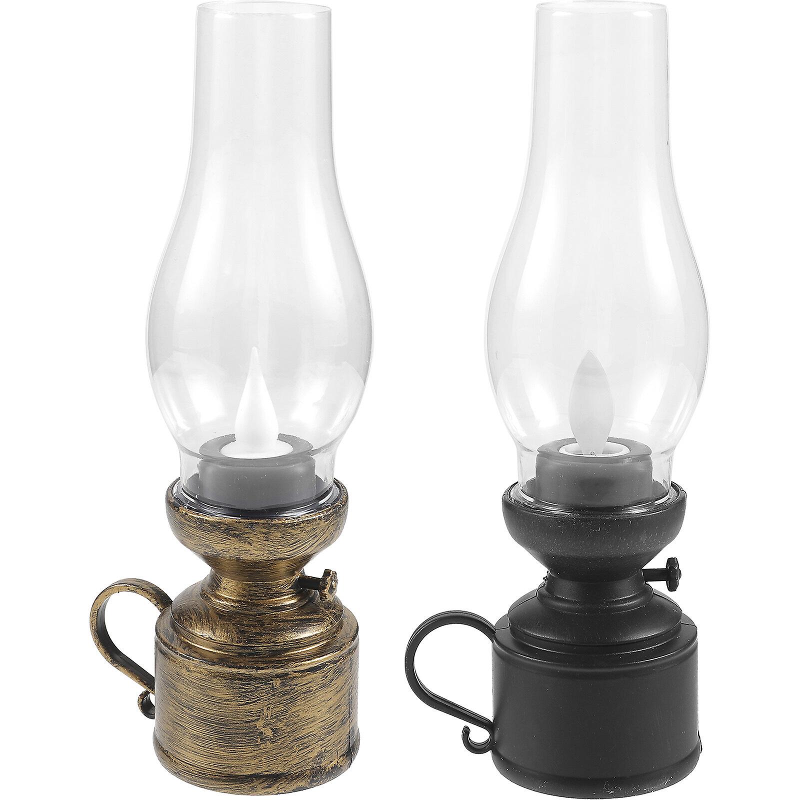 2pcs Led Kerosene Lamp Decorative Kerosene Light Flameless Led Oil Lamp Accessory