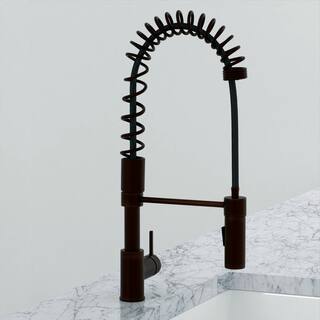 Barclay Products Nikita Single Handle Deck Mount Spring Gooseneck Pull Down Spray Kitchen Faucet with Lever Handle 1 in Oil Rubbed Bronze KFS417-L1-ORB