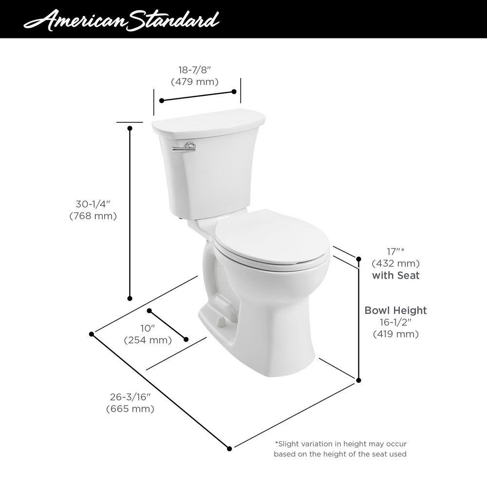 American Standard Edgemere 10 in. Rough-In 2-Piece 1.28 GPF Single Flush Right Height Round Front Toilet in White Seat Not Included 204BB104.020