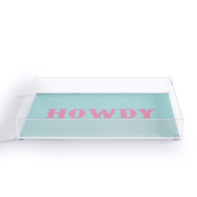 Socoart Howdy Blue Pink Acrylic Tray Deny Designs