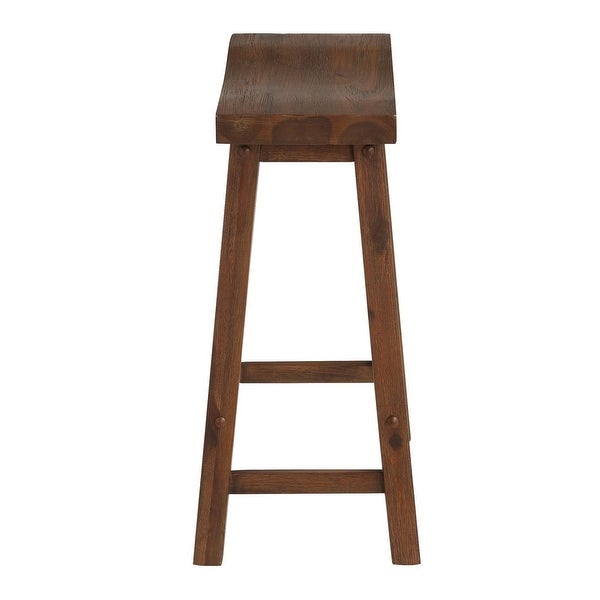 Saddle Design Wooden Counter Stool with Grain Details， Brown