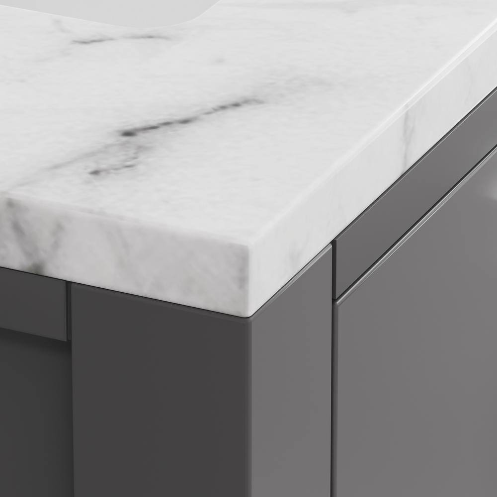 Water Creation 30 in. W x 21 in. D x 34 in. H Vanity in Cashmere Grey with Marble Vanity Top in Carrara White Madison 30G