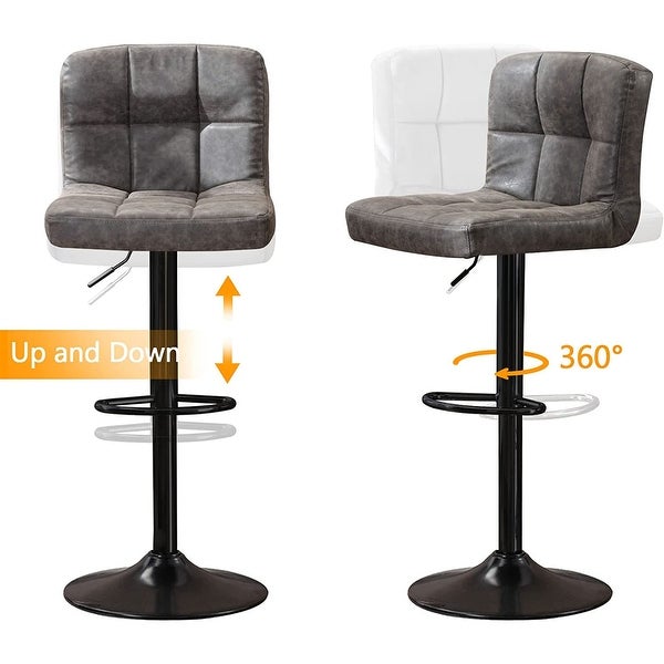 Swivel Counter Stools with Back Height Adjustable (Set of 2)