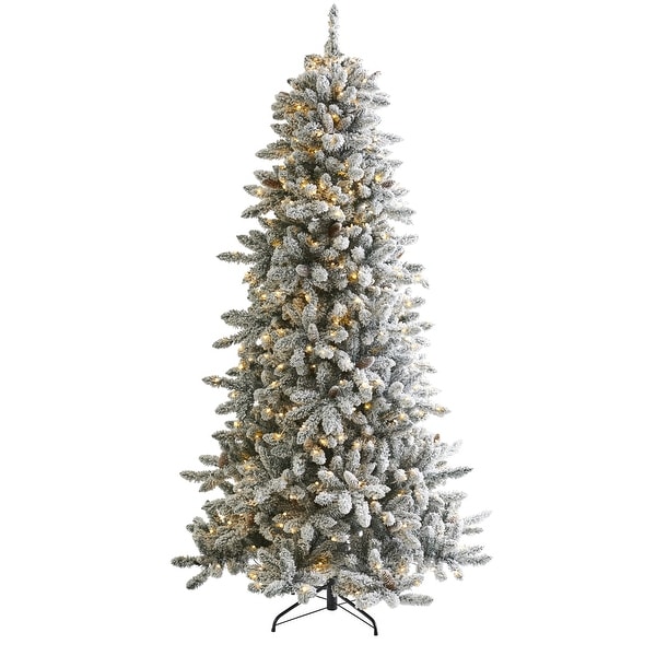 7.5' Flocked Livingston Fir Christmas Tree with 500 Clear Lights