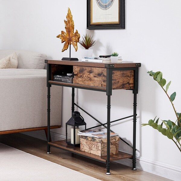 VECELO， Taomika Industrial Rustic Entryway/Console Sofa Table