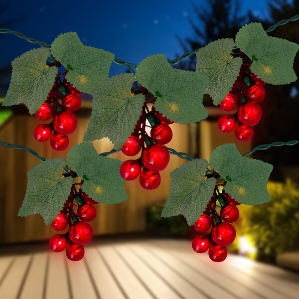 5Count Red Grape Cluster Outdoor Patio Light Set