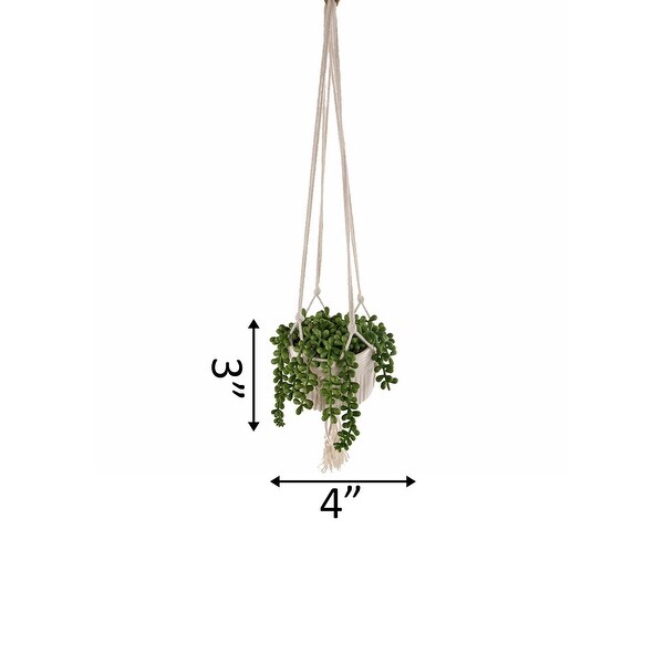 Artificial Plant STRING OF PEARLS MACRAME HANGING CERAMIC DONKEY TAILS