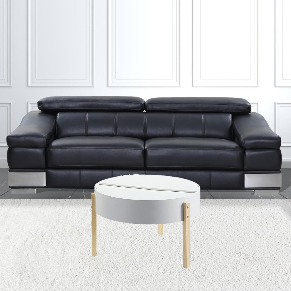 Scandinavian Coffee Table  Natural Wooden Legs With Round Shaped Top  White   Scandinavian   Coffee Tables   by Decor Love  Houzz