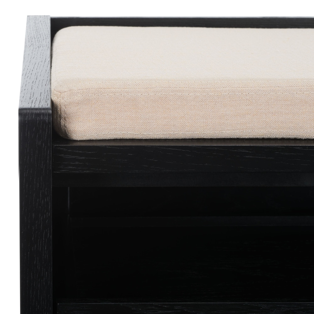 SAFAVIEH Percy Shoe Storage Bench  Rustic Oak / Beige   34\