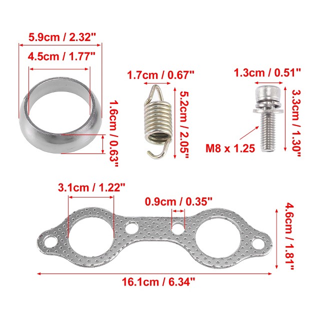 Unique Bargains Atv Exhaust Pipe Manifold Gasket And Spring Bolts Rebuild Kit For Polaris Sportsman 600 700 3610047 1set